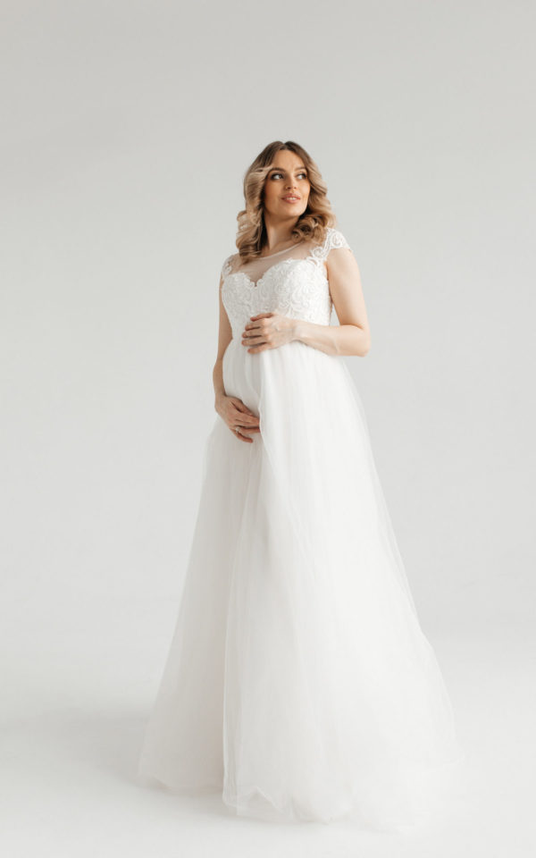 Свадебное платье с завышенной талией для беременных