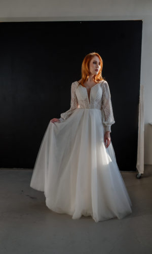 Свадебное платье "Рустик" с рукавами