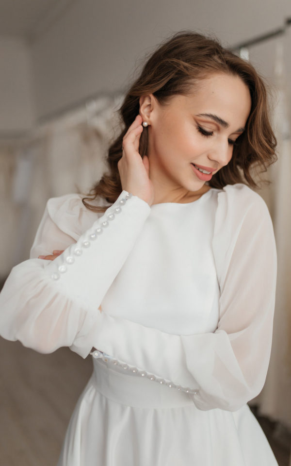 Свадебное платье с шифоновыми рукавами