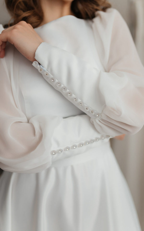 Свадебное платье с шифоновыми рукавами